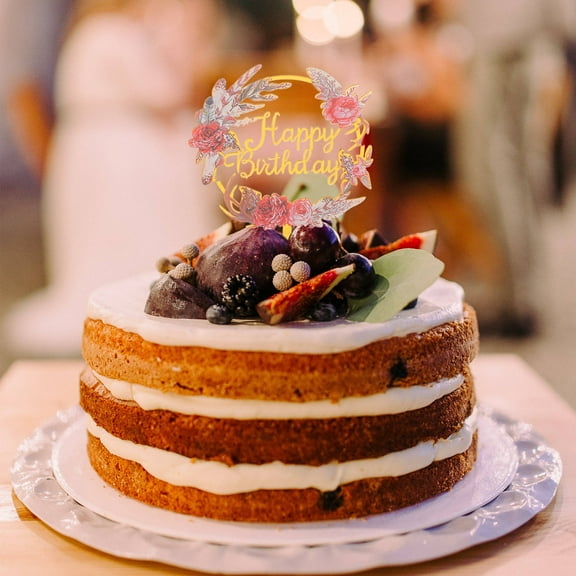WHAMVOX Colorful Acrylic Cake Toppers for Birthday Party Decoration with Multi Colors and Flower Design