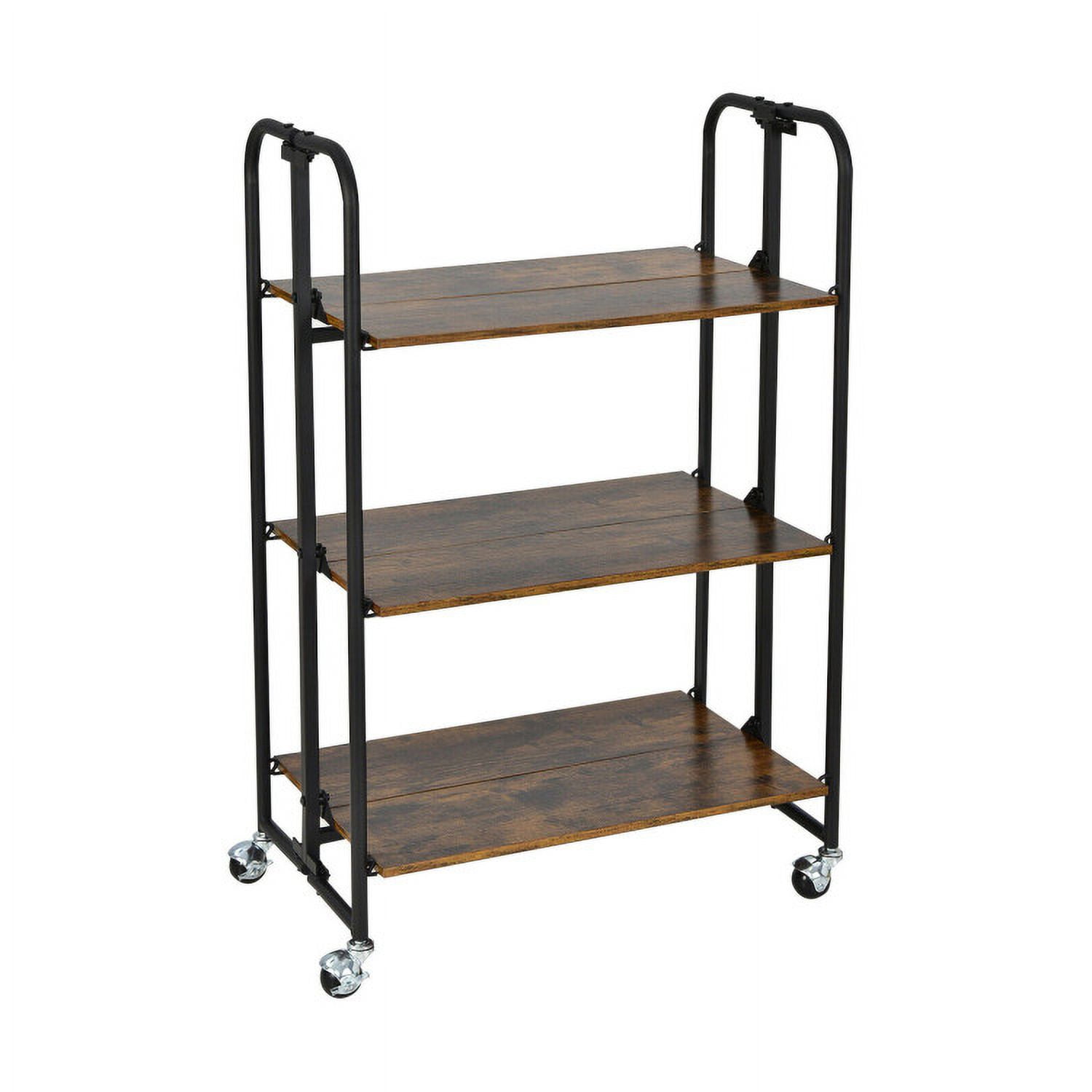Finihen Rolling Cart, Kitchen Island Cart, Foldable Rolling Cart with Storage Shelves-3-Tier, for Kitchen, Dining Room, Rustic brown Finihen Rolling Cart, Kitchen Island Cart, Foldable Rolling Cart with Storage Shelves-3-Tier, for Kitchen, Dining Room, Rustic brown