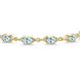 thumbnail image 2 of Gem Stone King 18K Yellow Gold Plated Silver Sky Blue Topaz and White Moissanite Tennis Bracelet for Women (6.91 Cttw, Gemstone Birthstone, Oval 6X4MM, 7.5 inch), 2 of 5