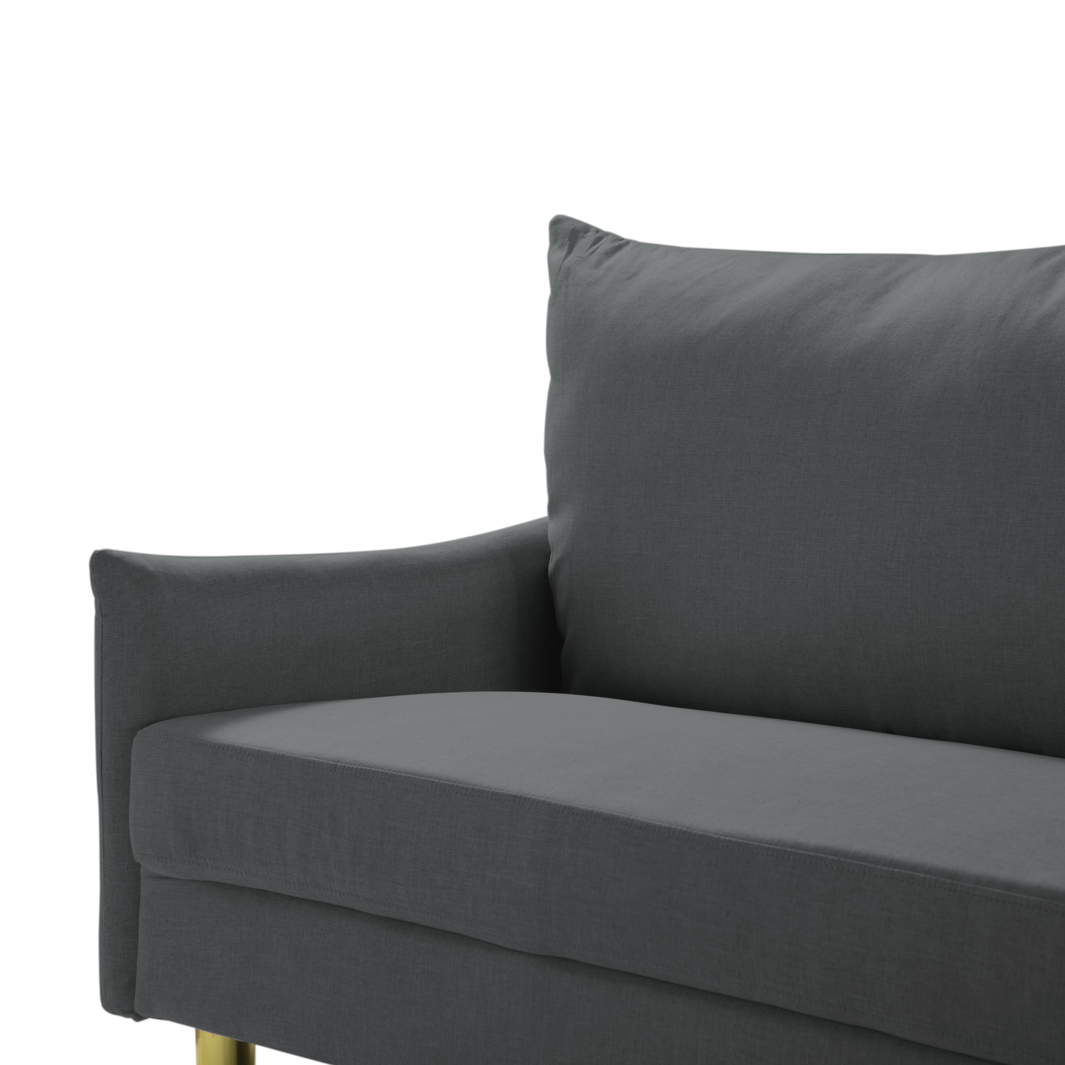BSHTI 66.9" Modern Loveseat with Curved Arms, Golden Tapered Legs & Removable Cushion Covers, Light Grey