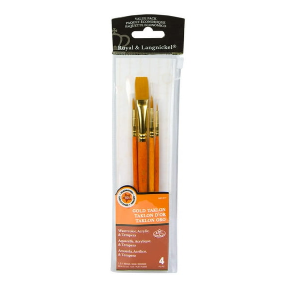 RSET-9111 | 4pc Golden Taklon Round/Flat Brush Set