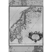 24"x36" Gallery Poster, 1668 Map of Norway by G. Sanson in French