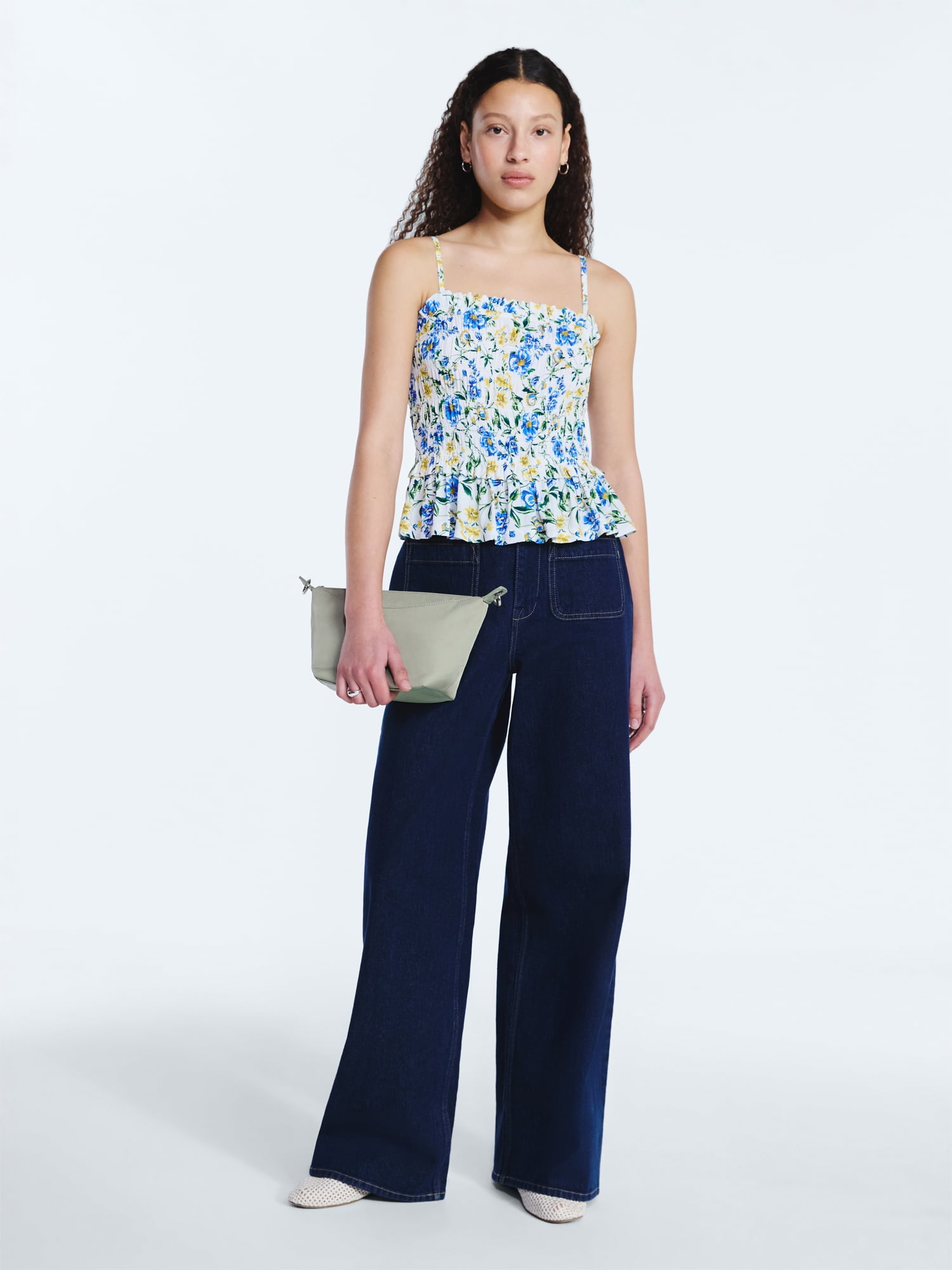 Free Assembly Women's and Women's Plus Wide Leg Jeans with Patch Pockets, 30", 32", and 34" Inseams, Sizes 0-26 Plus