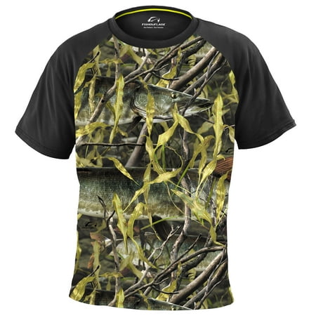 Fishouflage Musky Camo Fishing Shirt - Riptide Short Sleeve Performance Shirt for Men (Medium)