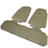 Spec-D Tuning Universal Fitment 3Pc Front + Rear Beige Pvc Heavy Duty 3D Rubber All Weather Floor Mats Truck