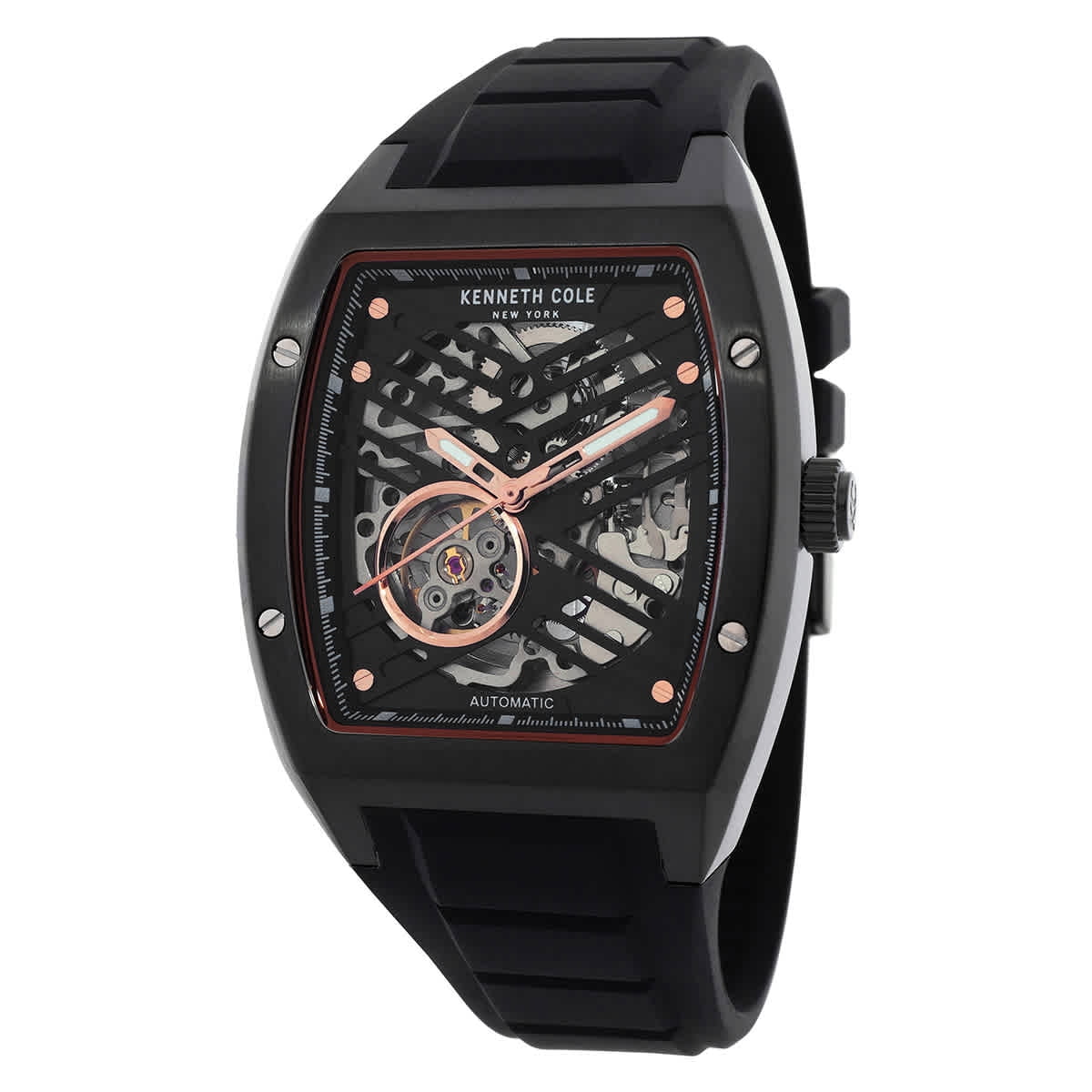Kenneth Cole Men's KC1750 Black Leather Strap Skeleton Dial Watch