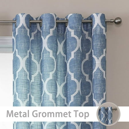 Lattice Moroccan Tile Print Curtains 84 Inches Long Quatrefoil Linen Semi Sheer Curtain Grommet Window Treatment Set For Living Room Kitchen Of 2 50 Inch Wide X Light Blue Canada Lattice Moroccan Tile Print Curtains 84, How Wide Should Curtains Be For A 50 Inch Window
