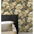 thumbnail image 3 of NextWall Nouveau Floral Peel and Stick Wallpaper (Ebony & Antique Gold), 3 of 9