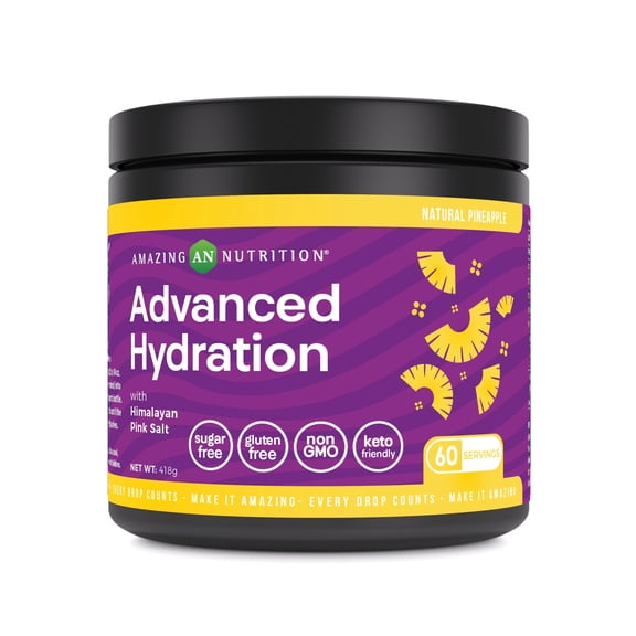 Amazing Nutrition Advanced Hydration, Electrolyte Powder 60 Servings | Natural Pineapple | Packed with Essential Minerals | Sugar-Free | Keto Friendly | Non-GMO | Gluten-Free