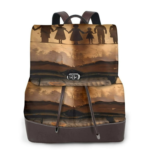 Easygdp Vintage Family History Book Mochila de Cuero para Mujeres, Bolso de Hombro, Bolsos de Mano de Moda para Trabajo y Viajes