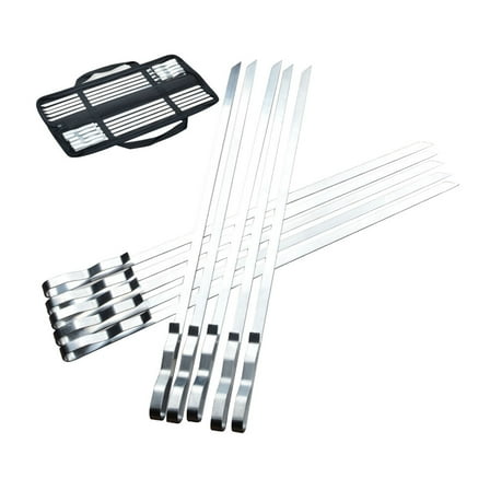 Masteelf  10 Pcs Skewers Stainless Steel Flat Grill Press Barbecue Gathering