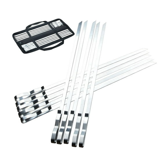 Masteelf  10 Pcs Skewers Stainless Steel Flat Grill Press Barbecue Gathering