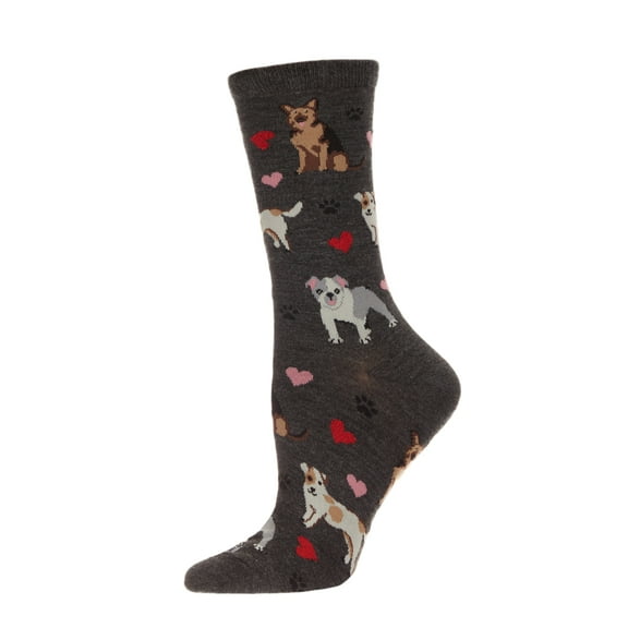 MeMoi Canine Friends Bamboo Blend Crew Sock - Womens - Female, 9-11, Legion Blue