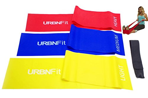 3 Pack of Resistance Bands for Stretching Workouts 5 Ft Rehabilitation w//Door Anchor URBNFit Long Fitness Bands