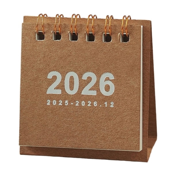 Calendario de escritorio pequeño vintage 2026, mini calendario pequeño, adorno de escritorio, calendario portátil en espiral para estudiantes.