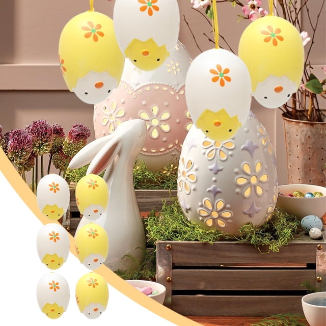 Decoraciones de Pascua, regalos de Pascua, adornos de Pascua, 6 piezas de huevos de Pascua colgantes, decoración creativa, huevos rotos, huevos de Pascua, decoraciones de Pascua, arreglo de escena, co