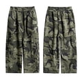 thumbnail image 3 of LIIPEE Boys Cargo Pants Camouflage Printed Elastic Waist Straight Wide Leg Loose Fit Workwear Joggers Trousers With Pockets Child Versatile Indoor Outdoor Wear Pants,Green,13-14 Years, 3 of 8