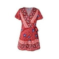 thumbnail image 4 of Summer Women Boho Floral Wrap Dress Ladies Sundress, 4 of 5