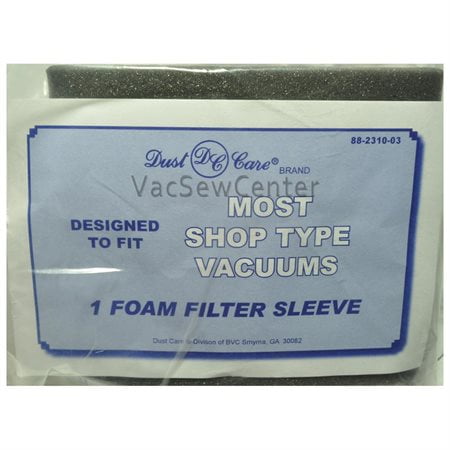 - Shop Vac Foam Filter Over Motor Cage, Fits: most Shop Vacs, Dust Care Replacement Brand, designed to fit Shop Vac type Vacuum Cleaners, 1 Foam Filter Sleeve in pack