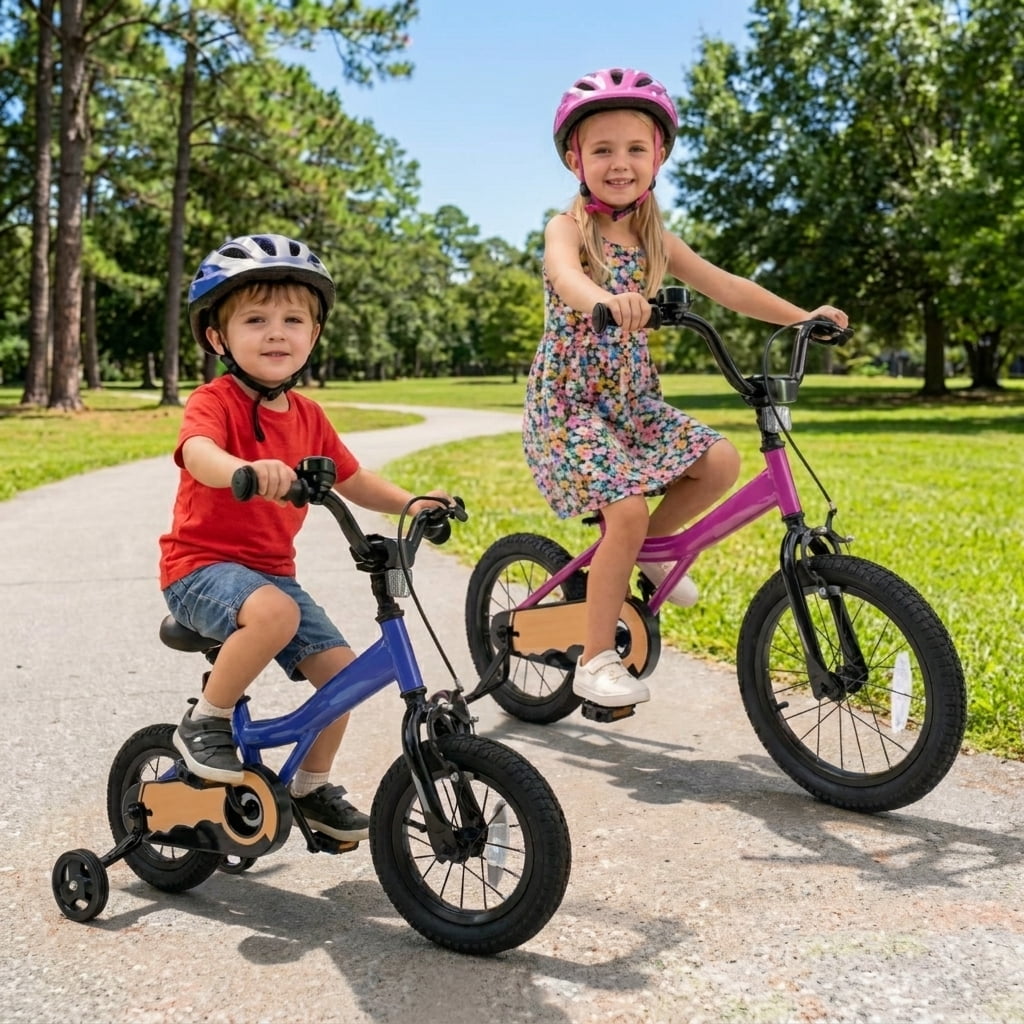 Redsmile Kids Bike 14 Inch with Removable Training Wheels for Boys Girls Ages 3-5, Beginner Bicycle with Adjustable Seat, Rubber Air Tires and Coaster Brake, 110 lb Capacity, Blue