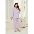 thumbnail image 2 of U2SKIIN Womens Button Up Pajama Sets, Soft Long Sleeve Flannel Knit Lounge Sets,(Lavender,XL), 2 of 5