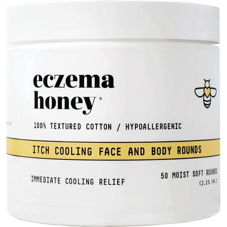 Eczema Honey Itch Cooling Face and Body Rounds - Cotton Pads for Dry and Sensitive Skin (50ct)