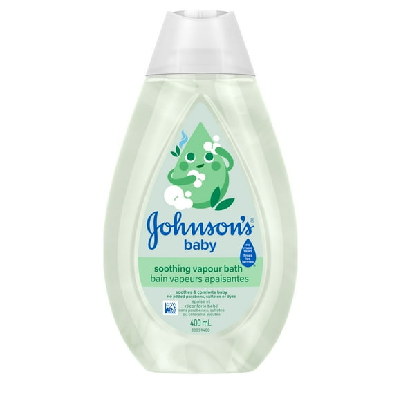 Bain Vapeurs apaisantes pour bébés Johnson's, bain réconfortant aux arômes d'eucalyptus, 400 ml