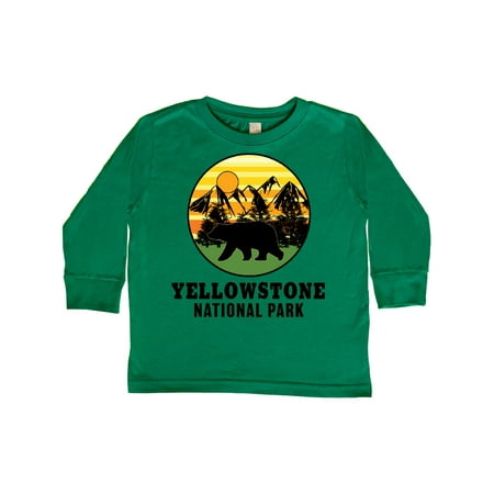

Inktastic Yellowstone National Park with Bear Mountains and Trees Cricle Gift Toddler Boy or Toddler Girl Long Sleeve T-Shirt