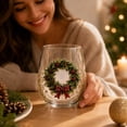thumbnail image 3 of Christmas Stemless Wine Glasses, Embossed Holiday Tumbler Cups Set for Party, Festive Table Decor, 3 of 5
