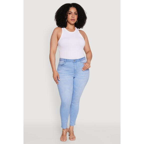 Womens Plus Size WAX High Waist Push Up Skinny Jeans