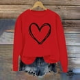 thumbnail image 3 of BLVB Chandail à Col Rond pour Femmes, Imprimé de Cœur, Manches Longues, Mignon, Coupe Ample, Léger, Hauts d'Automne, Cadeaux de la Saint-Valentin, 3 of 5