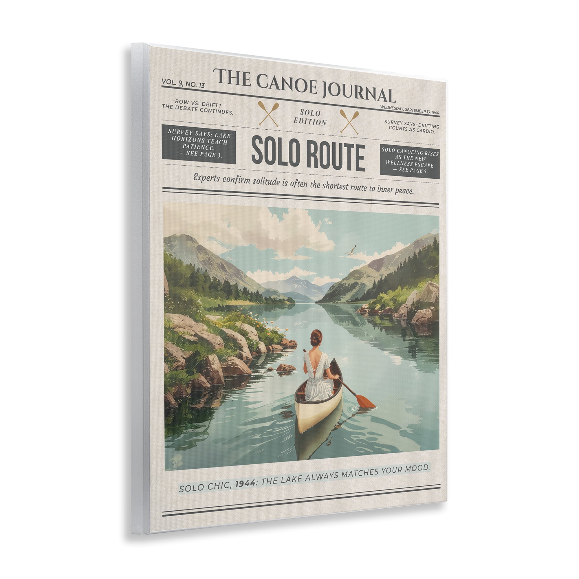 Stupell Industries Canoe Journal Newspaper Wall Plaque Art, design by A Barefoot Stylist