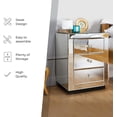 thumbnail image 3 of Furniturebox Italian Mirrored Nightstand - 3 Drawers Stunning Finish Bright Modern Bedside Table, 3 of 7
