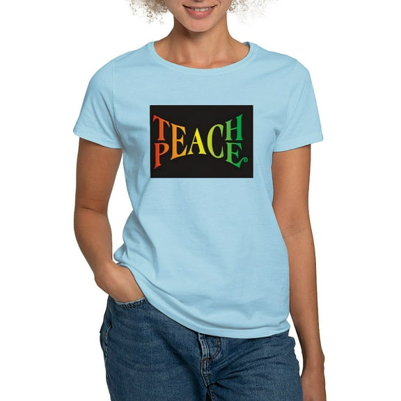 CafePress - Teach Peace Women's Light T Shirt - Women's Classic T-Shirt