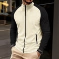 thumbnail image 4 of YUGYXL Track Jacket Men Full Zip Up Color Block High Neck Tops Casual Fashion Lightweight Workout Athletic Sports Jacket Khaki Jackets, 4 of 5
