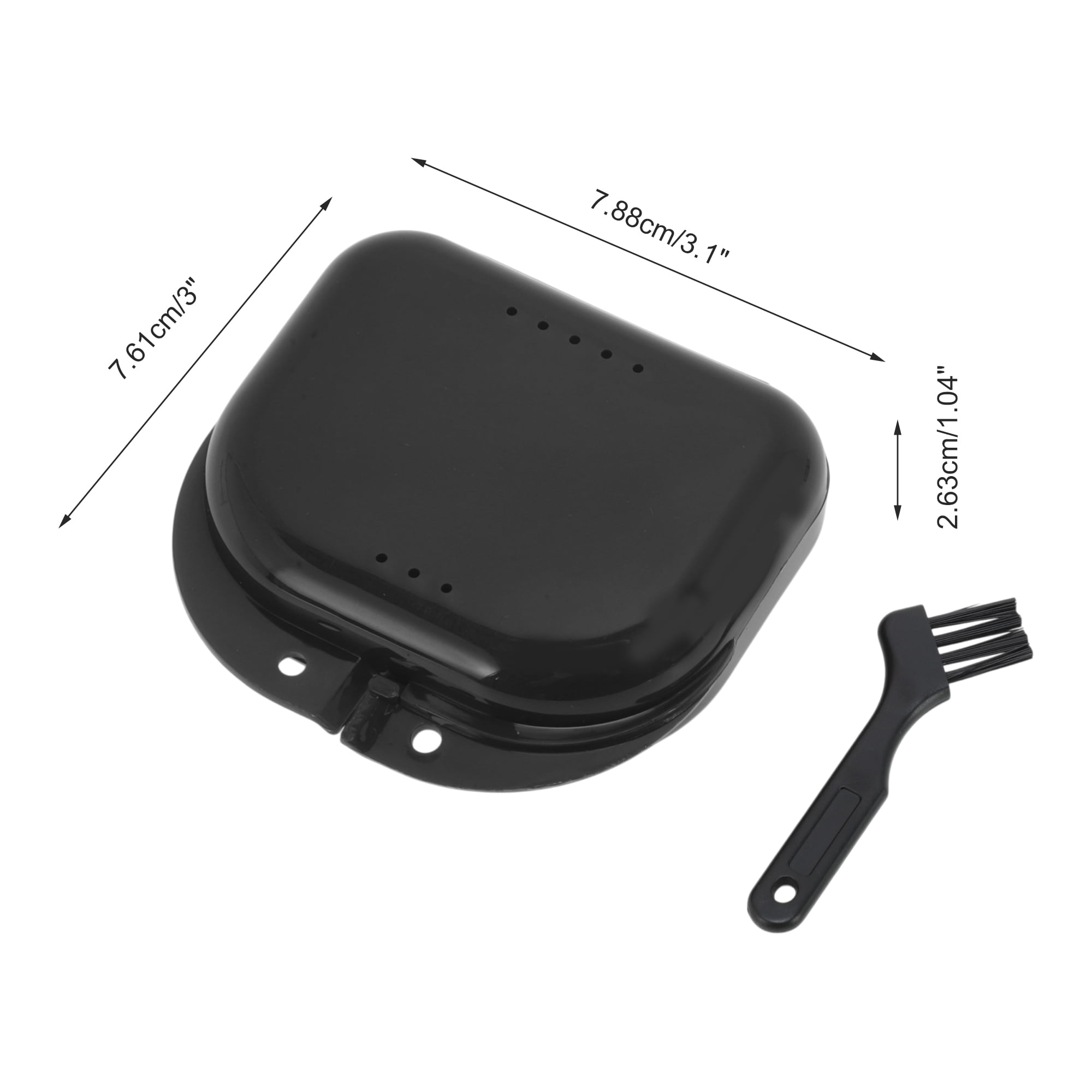 Unique Bargains Mini Braces Box with Brush 1 Set Black