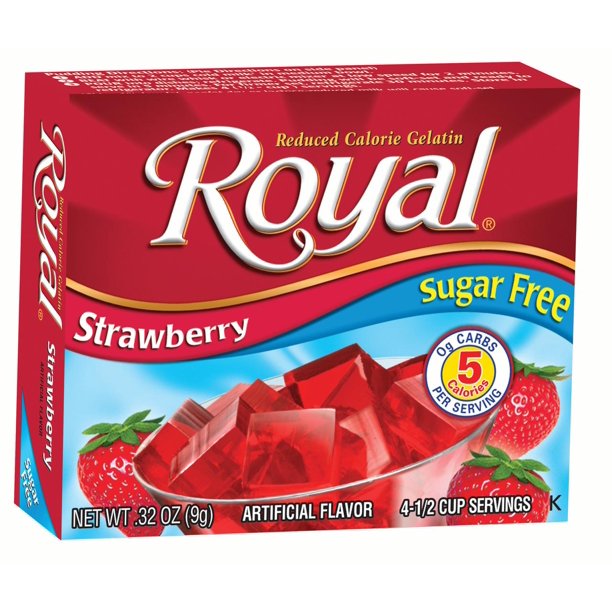 ROYAL Sugarfree Gelatin, Strawberry, 0.32 Oz