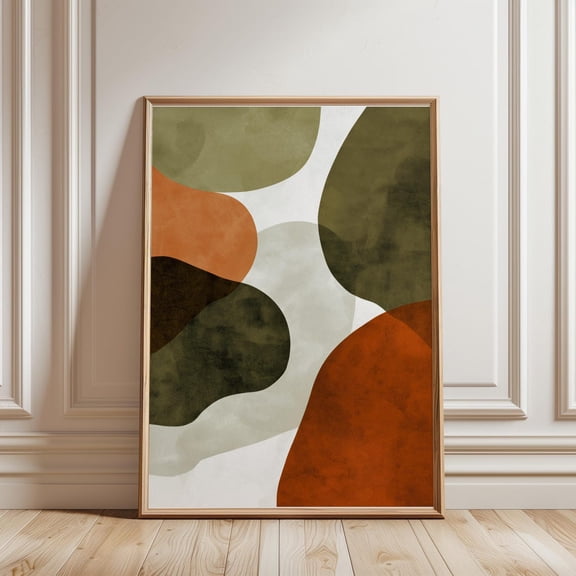 Terracotta Green Abstract Print-Terracotta Decor Homely Wall Art Modern Wall Decor Kitchen Print Living Room Wall Art Retro Wall Art, Unframed Paper Print