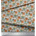 thumbnail image 2 of Soimoi Gray Poly Georgette Fabric Tree & House Architectural Print Fabric by the Yard 52 Inch Wide, 2 of 5