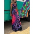 thumbnail image 2 of SUNSIOM Robe Longue Décontractée d'Été pour Femme, Imprimé Teinture sur Nœuds, Col en U, Sans Manches, Robe Mode à Dos Croisé, 2 of 6
