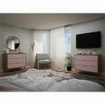 thumbnail image 3 of Manhattan Comfort Rockefeller 3-Drawer Wood Dresser in Pink/Natural (Set of 2), 3 of 12