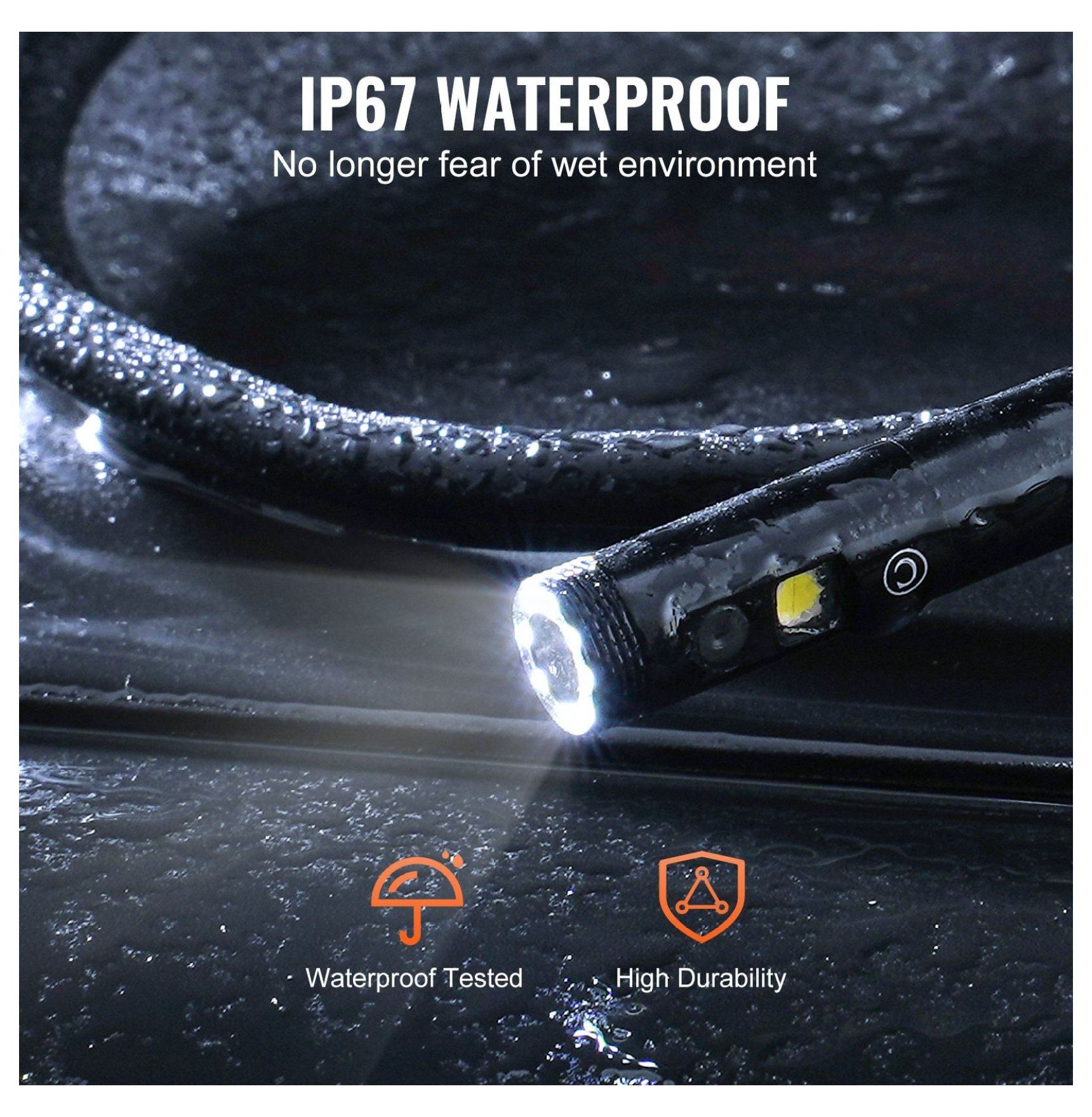 Borescope Inspection Camera, 16.4FT Triple Lens Endoscope with 4.3" IPS Screen & 8+2 LEDs, IP67 Waterproof Snake Camera for Automotive Plumbing HVAC