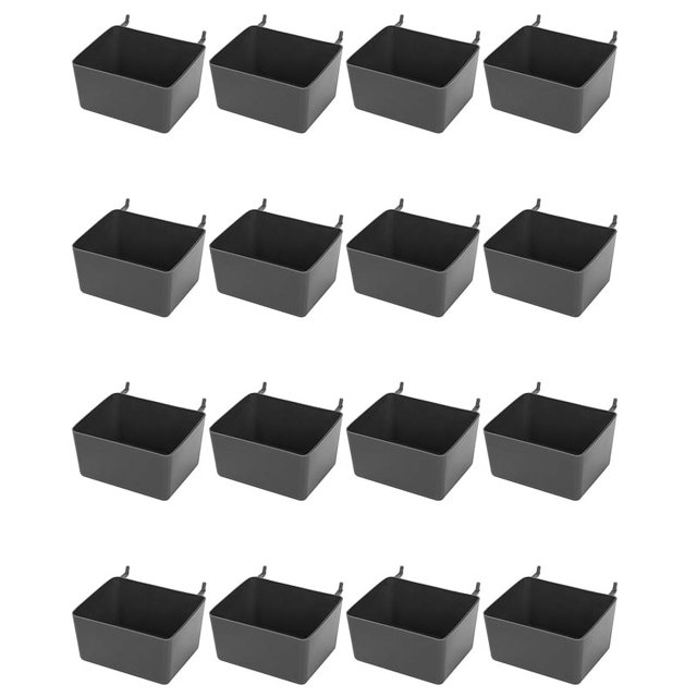 Kit de 16 contenedores de tablero perforado, almacenamiento de piezas de tablero perforado, accesorios de tablero perforado, contenedores de banco de trabajo para organizar hardware (gris)
