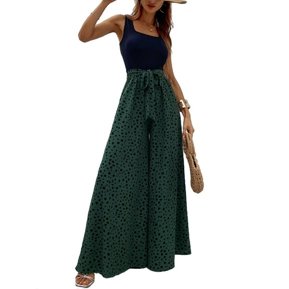 Women's Jumpsuits Casual Graphic Tank Square Neck Sleeveless Multicolor XS (2)