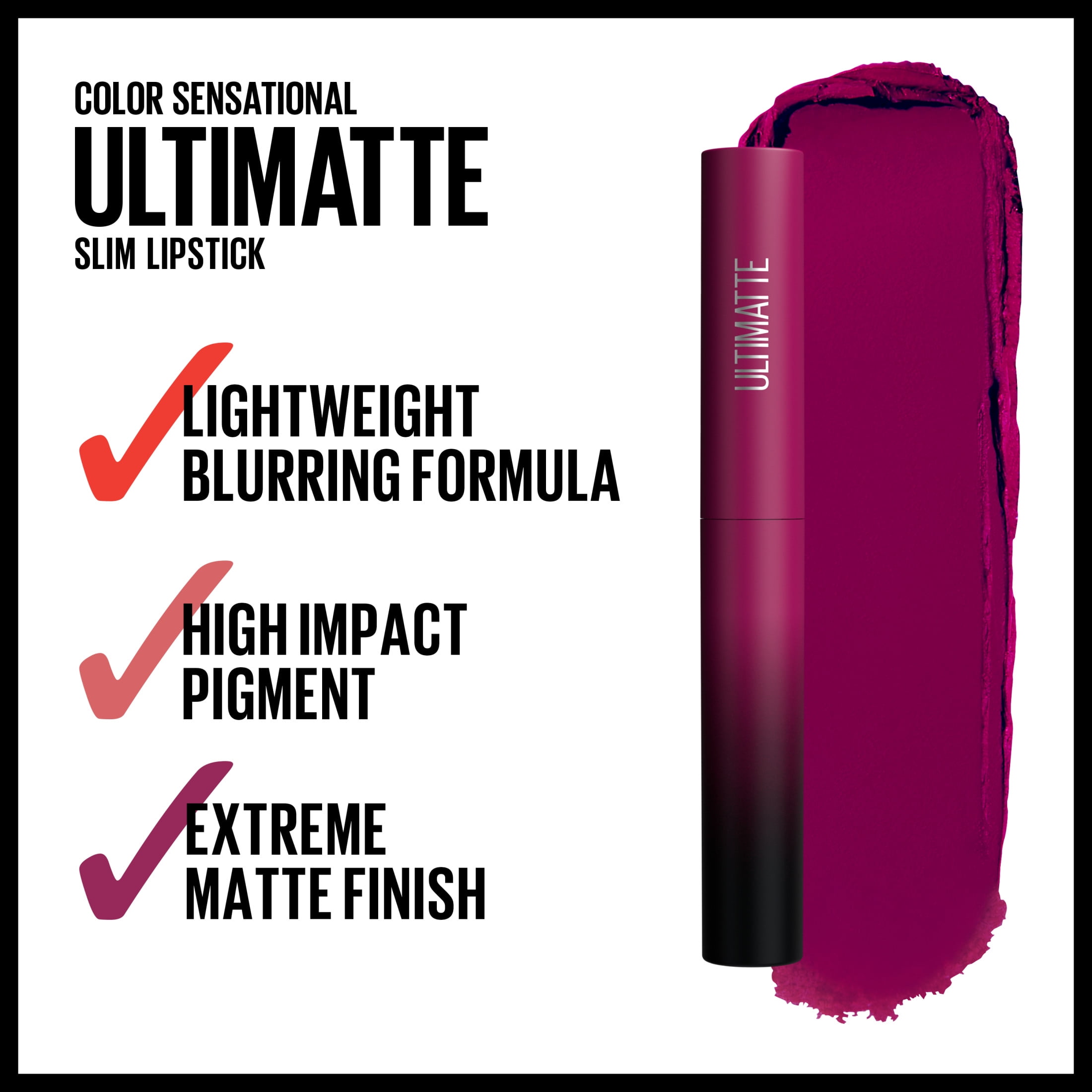 (2 pack) Maybelline Color Sensational Ultimatte Slim Lipstick Makeup, More Berry