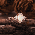 thumbnail image 3 of Unique Opal Engagement Ring in 14k Rose Gold Vermeil - Nature Inspired Art Deco Promise Rings for Women, 3 of 6