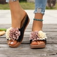 thumbnail image 2 of Rokment Women's Floral Orthopedic Platform Wedge Dress Backless Sandals 2026 Beach Bohemian Comfortable Leather Flower Arch Support Chunky High Heels Walking Slip on Summer Shoes Black Size 6.5, 2 of 5
