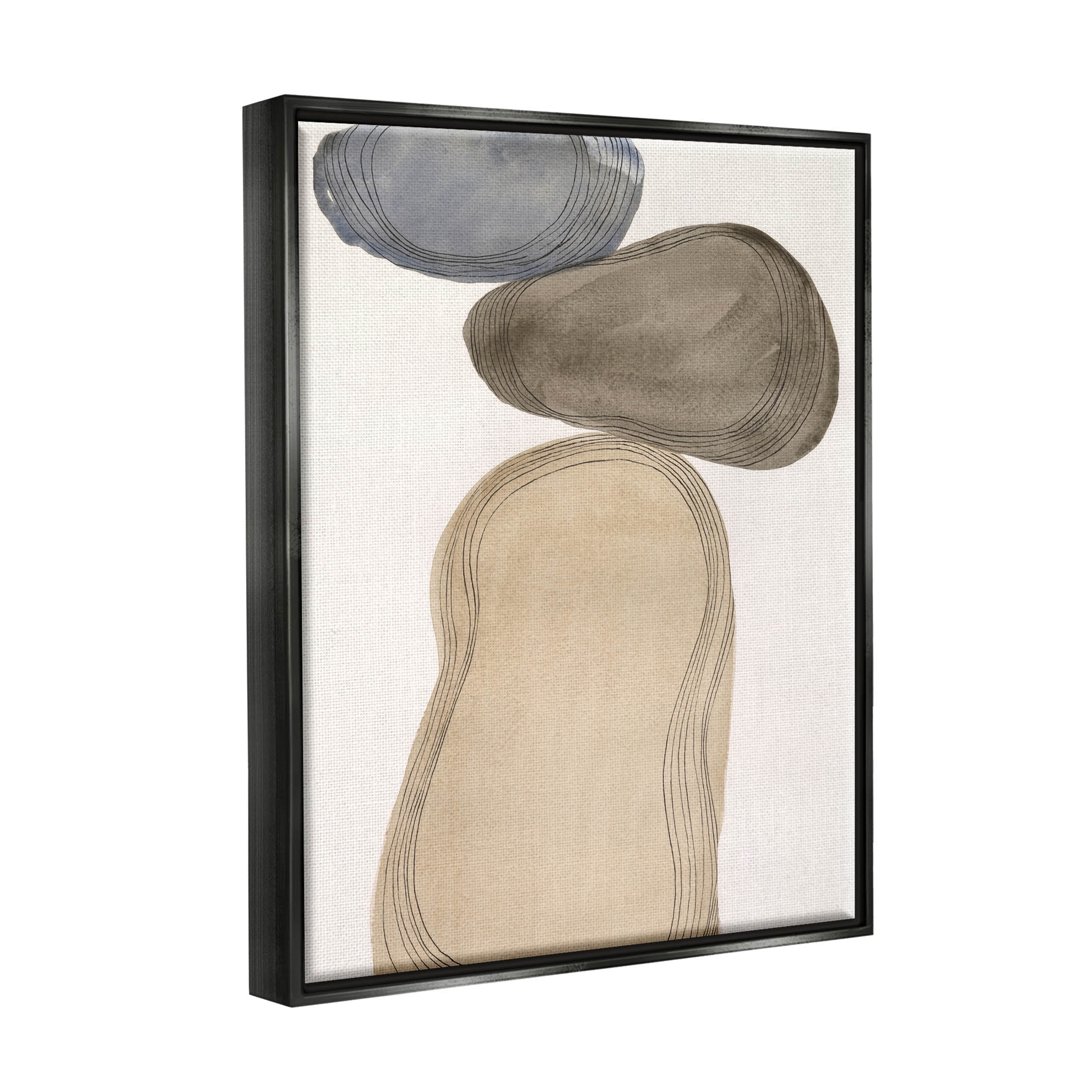 Stupell Industries Contemporary Circular Shapes Arrangement Graphic Art Jet Black Floating Framed Canvas Print Wall Art, Design by Laura Marr