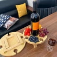 thumbnail image 7 of Walbest 9.45 in x 4.33 in Mini Folding Table Compact Wood Table Outdoor Wine Glass Holder Picnic Table for Garden, 7 of 7