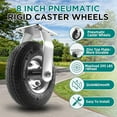 thumbnail image 4 of (2 Pack) 8 Inch Caster Wheels, Pneumatic Rigid Caster Wheels with Zinc Top Plate for Cart, Dolly, Trolley, Workbench and Wagon, All Terrain Casters, Black Rubber Wheels, 590 Lbs Total Capacity, 4 of 7